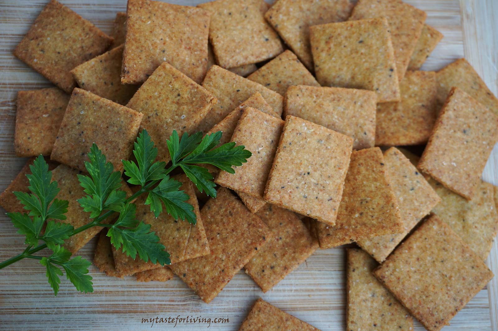 Quick, delicious and crispy crackers made of chickpea flour, which we adore at home. You can add savory, basil or parsley for a stronger flavor. The thinner you roll them, the crispier and tastier they turn out!