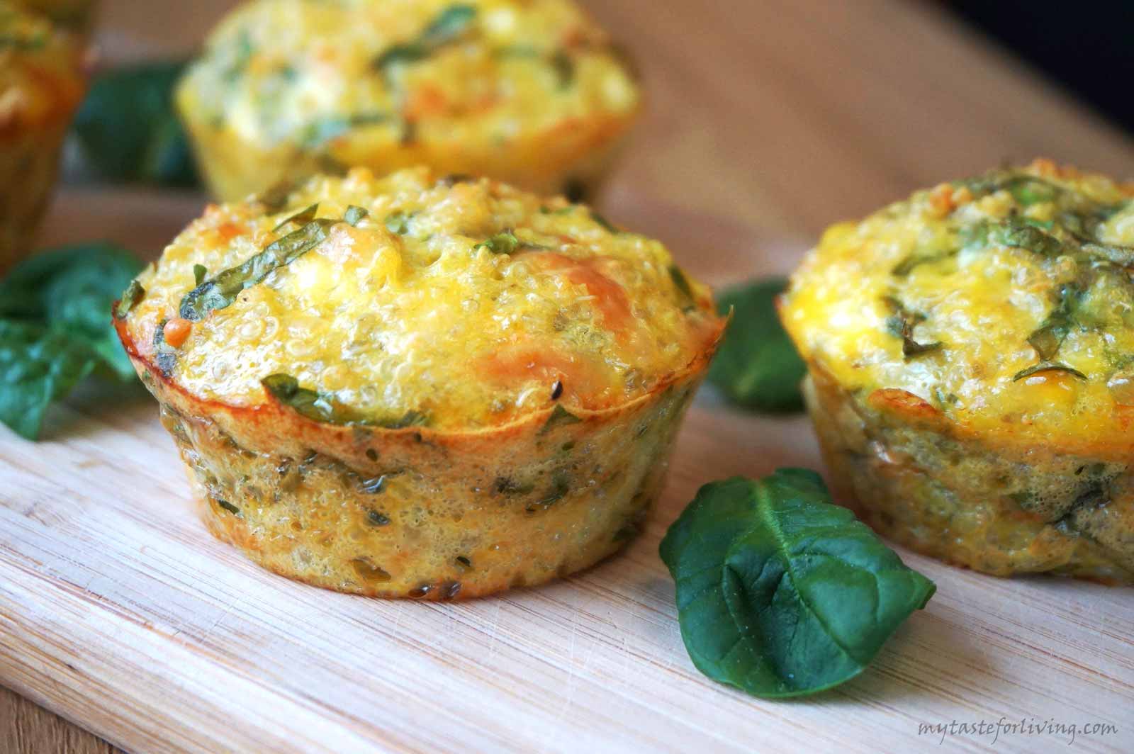 Delicious and healthy muffins made with quinoa, eggs, spinach, feta cheese and yellow cheese,  gluten-free . You can serve them hot or cold, they are suitable for morning or afternoon breakfast, as well as for lunch in a box.