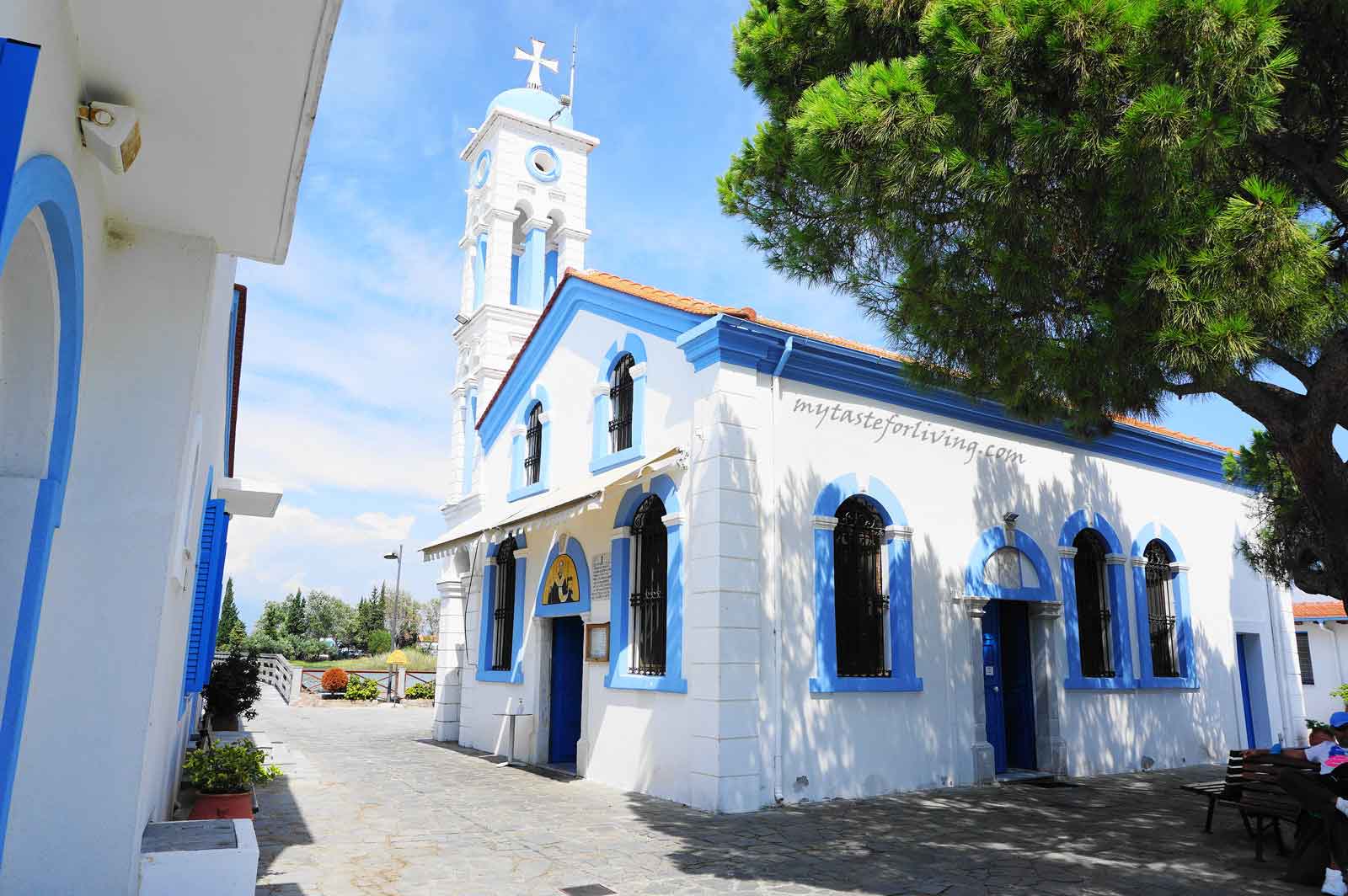 Monastery of St. Nicholas is located on a small island in lake Vistonida, near the fishing village of Porto Lagos, Greece. It attracts a large number of visitors and pilgrims every year due to the exotic view and landscape of the Thracian Sea, which people can enjoy.